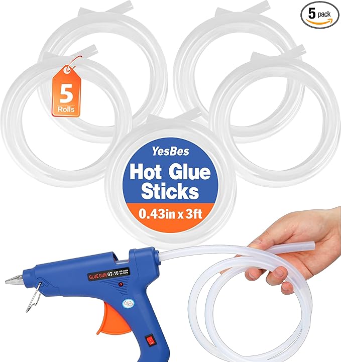 5 Rolls Hot Glue Sticks, Full Size 3 FT Long x 0.43" Diameter Glue Sticks by YesBes