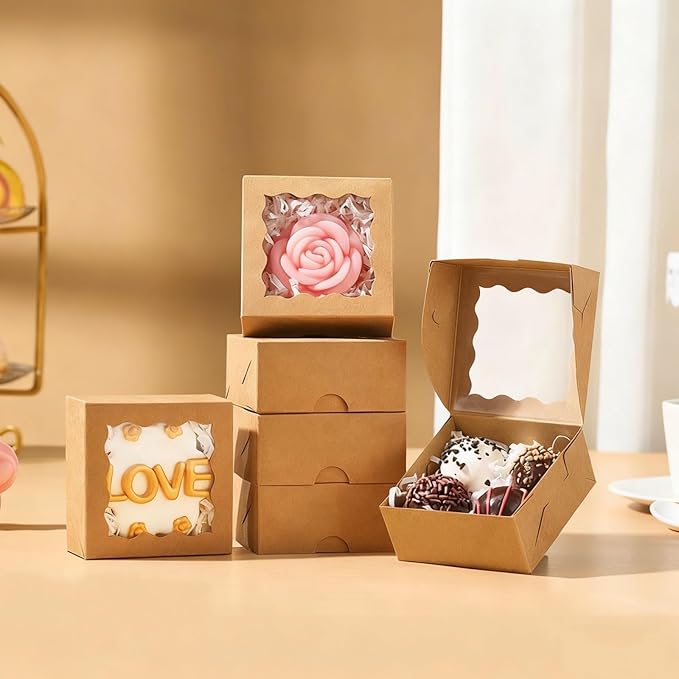 RomanticBaking 3 ¼" x 3 ¼" x 1 ½" 100PCS Cookies Boxes Soap Box Chocolate - Image 3