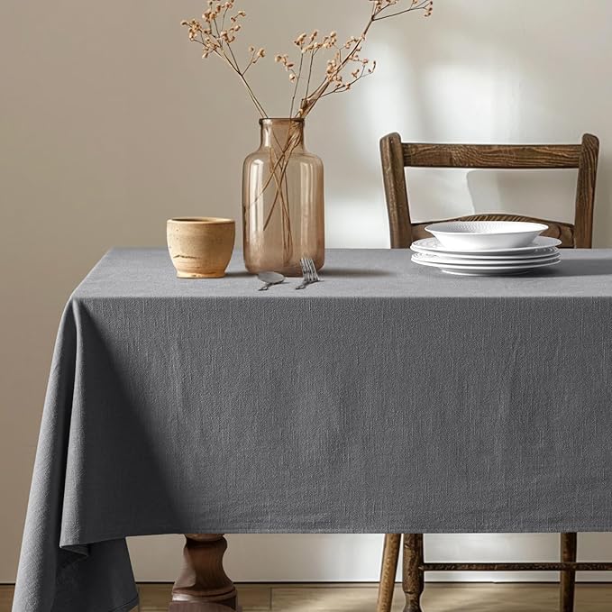 MIULEE Linen Cotton Blend Tablecloth Rectangle, Luxury Waterproof Stain by MIULEE