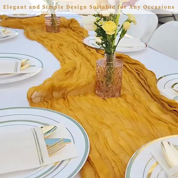 20 Pack Mustard 10FT Cheesecloth Table Runner Rustic Gauze Fabric Cheese Cloth - Image 7