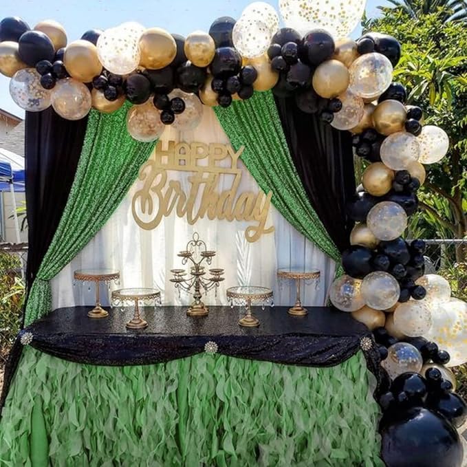 Green Sequin Backdrop Curtains 2 Panels 2FTx8FT Christmas Party Backdrop - Image 2