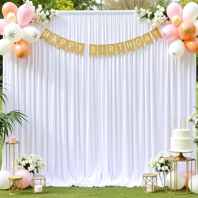 10x10ft Wrinkle Free White Backdrop Curtains - Image 7