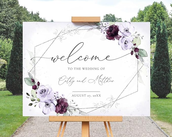 Greenery Wedding Welcome Sign by Custom