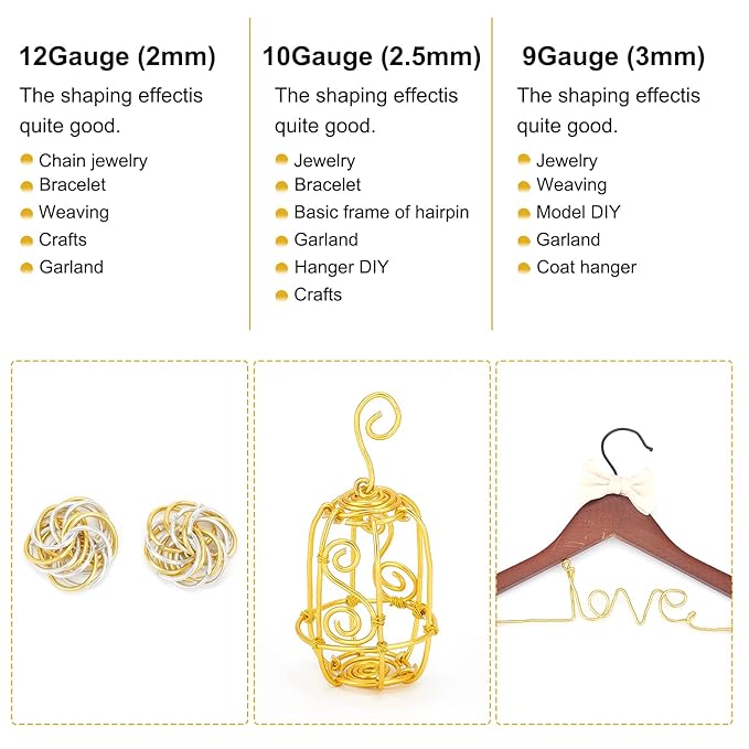 BENECREAT 9 Gauge Jewelry Craft Aluminum Wire 55 Feet Bendable Metal Sculpting - Image 3