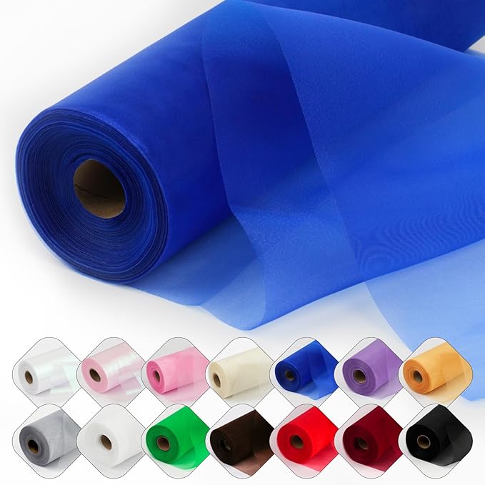 Crystal Organza Fabric Tulle 11 Inch by 50 Yards Sheer Tulle Rolls by ICOSHOW