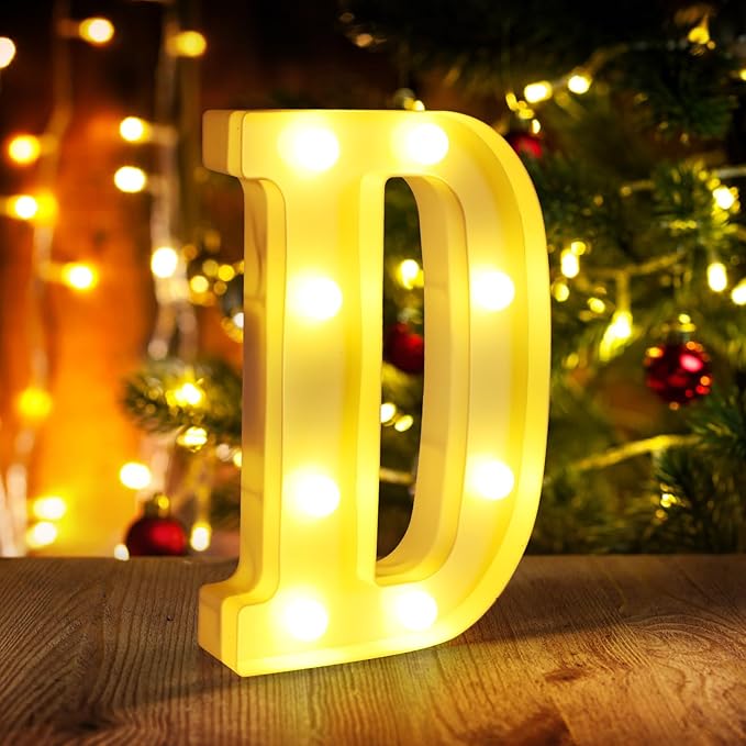 Light Up Letters D, LED Sign Marquee Letters 26 Alphabet by funsky