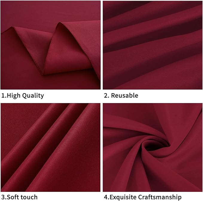 Burgundy 6 Pack Polyester Table Cloth 60 x 126 Inch, Rectangle Tablecloths - Image 2