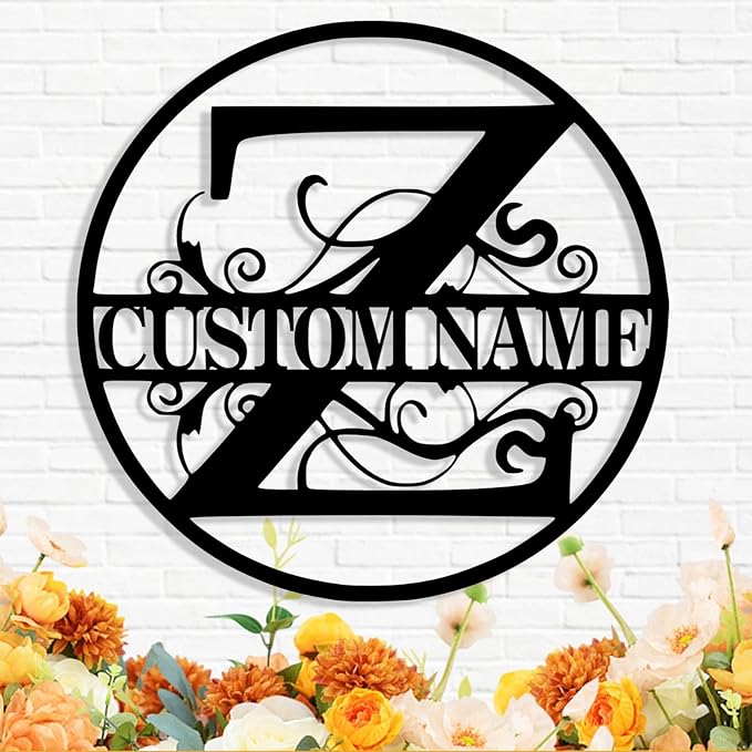 Custom Metal Name Sign, Personalized Family Last Name Signs by Syneiro