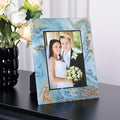 Cuspin 5x7 Blue Picture Frame, Luxury Blue and Gold Glass Wedding Frame 8x10 by Cuspin