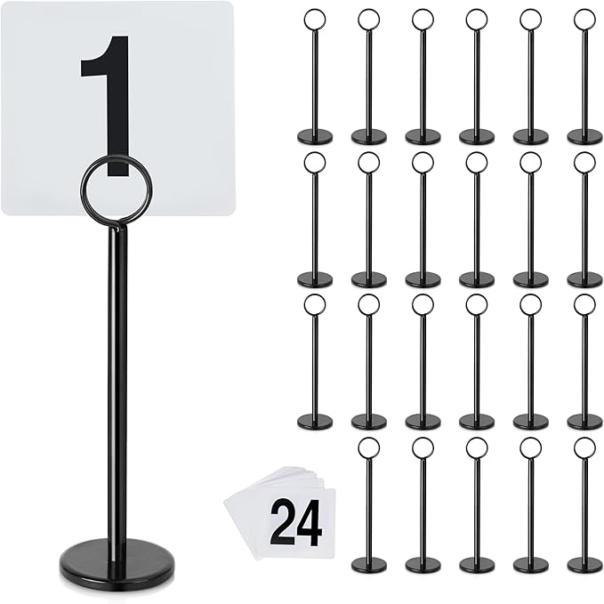 New Star Foodservice 27693 Ring Clip Table Number Card Holders, w/Number Cards - Image 2