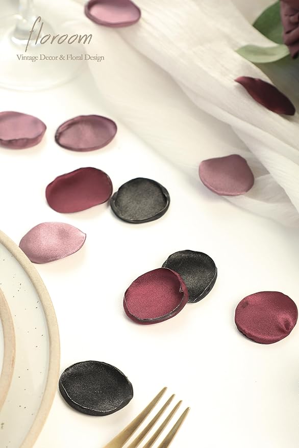 Floroom 300pcs Rose Petals Black Burgundy Faux Silk Flower Petals - Image 4