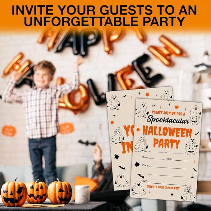 Halloween Party Invitations, Ghost Spooktacular Halloween Party Fill in Invites - Image 6