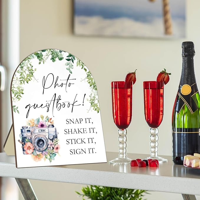 Wedding Photo Theme Desk Decor, Eucalyptus Leaf Decor Party Welcome Sign - Image 4