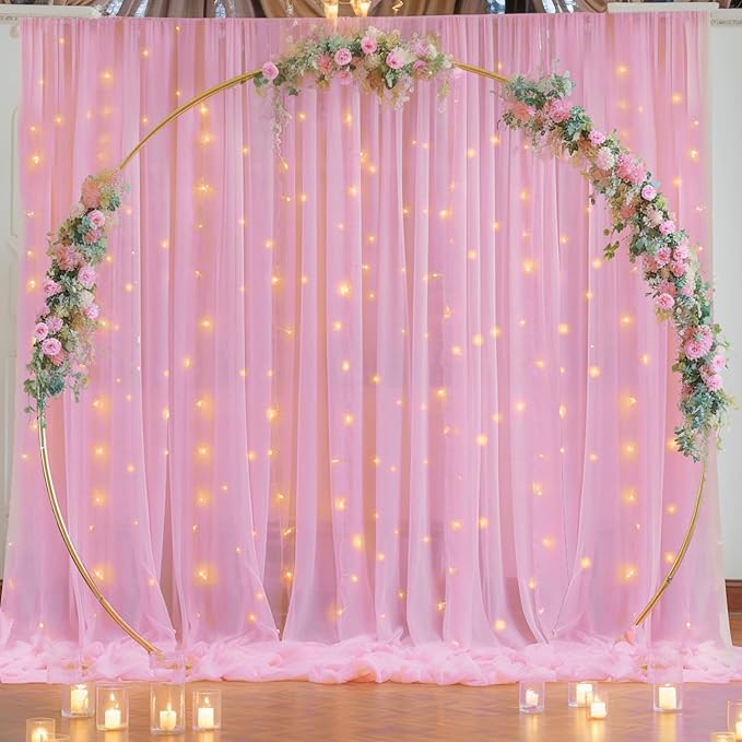 20×10ft Pink Tulle Backdrop Curtain - Image 7