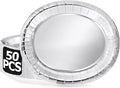 50 Pcs Oval Large Paper Plates, 12.2'' X 10.2'' Silver Foil Paper Plates by QZYL