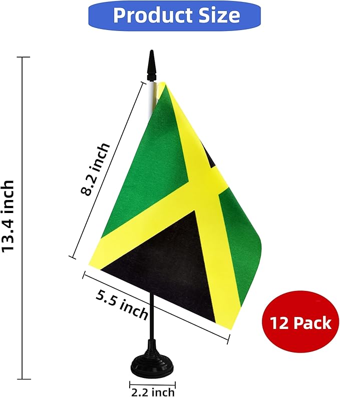 Jamaica Desk Flag, 12 Pack Jamaican Table Office Flags - Image 2