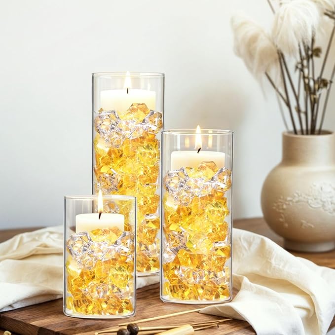 DomeStar Yellow and Orange Fake Ice, Crushed Ices Plastic Gems Vases Fillers - Image 3