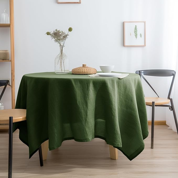 EVERLY 100% Pure Linen Round Tablecloth 90Inches - Image 3