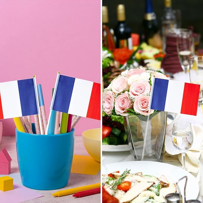 France Flag French Flag, Small Mini Handheld France Flags on Stick - Image 5
