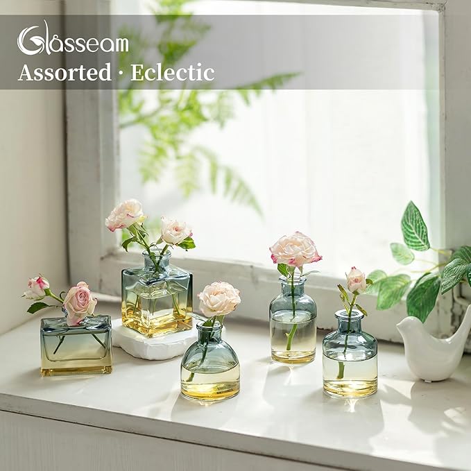 Glasseam Mini Bud Vases for Centerpieces: Clear Small Flower Vase Set of 20 - Image 4