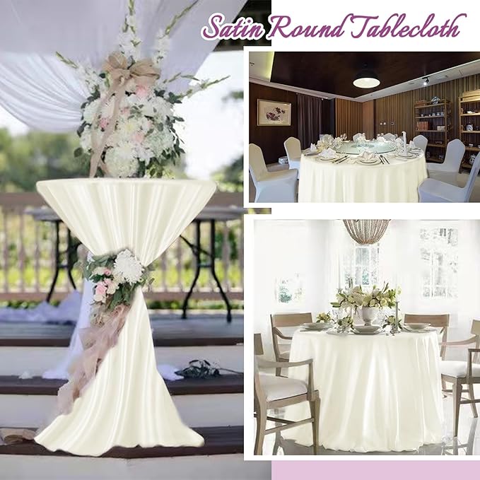 fani 6 Pack 108 Inch Ivory Round Tablecloth - Image 7