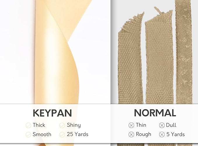 Champagne Satin Ribbon 2.5 Inch Double-Faced Polyester Ribbons 25 Yards - Image 4