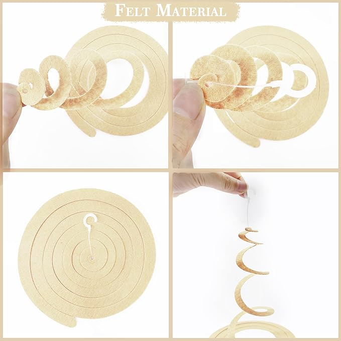 36 Pcs Jungle Hanging Swirl Decorations Sage Green Brown Beige Felt Swirl - Image 4