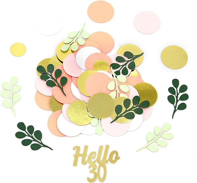 300PC 30TH Birthday Confetti for Table Pink and Sage Green Happy 30TH Birthday - Image 7
