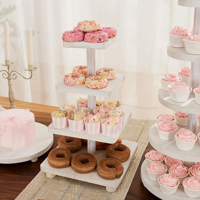 4 Tier Cupcake Stand, Wood Cake Stand - Image 7