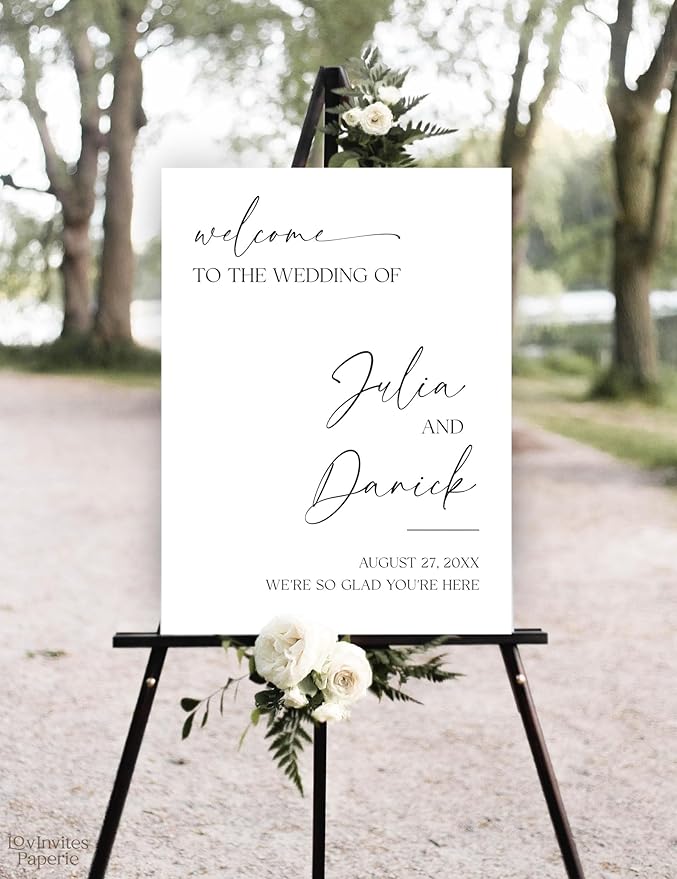 Welcome Wedding Sign Personalized, Minimalist We're So Glad You're Here Wedding - Image 2
