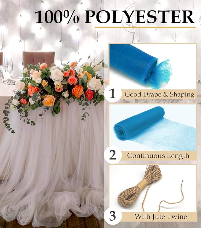 Turquoise Tulle Fabric Roll - Image 4