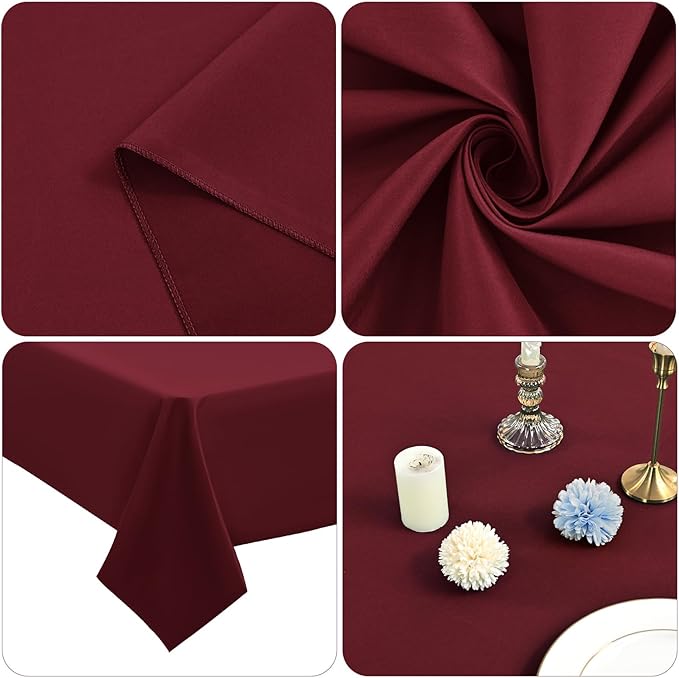 12 Pack 60 x 126 Inch Rectangle Tablecloth Burgundy Polyester Tablecloth - Image 7