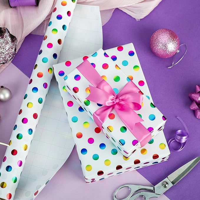 Burymento Rainbow Dots Wrapping Paper, Gift Wrap - Image 3