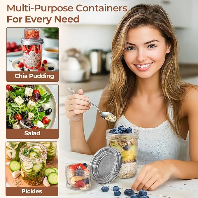 ComSaf 2-Pack 20 oz Overnight Oats Containers - Image 3