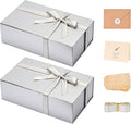 LIFELUM Large Gift Boxes with Lids, 2 Pack 13.85 x 8.35 x 4.45 inch Silver Gift by LIFELUM