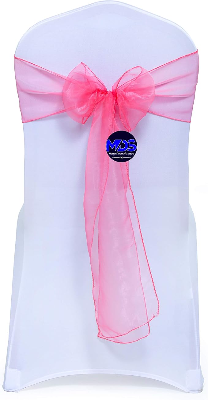 MDS Pack of 25 PCS Organza Chair Sashes Wider Dining Chair Bows Ribbon Tie Back by MDS