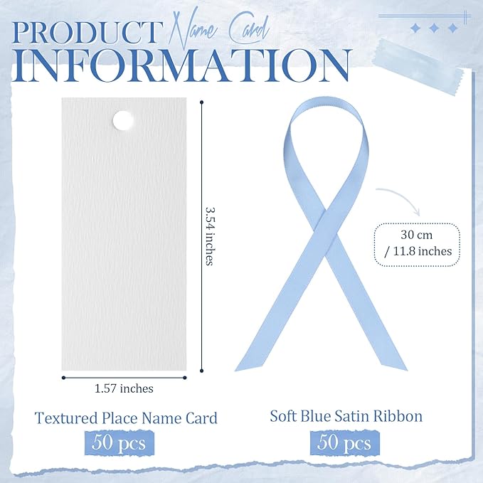 50 Pcs Name Place Cards for Table Setting Blank Wedding Place Cards - Image 2