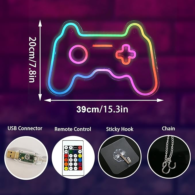 Ineonlife Gamer Neon Sign, Dream Colorful Game Controller Neon Light - Image 5