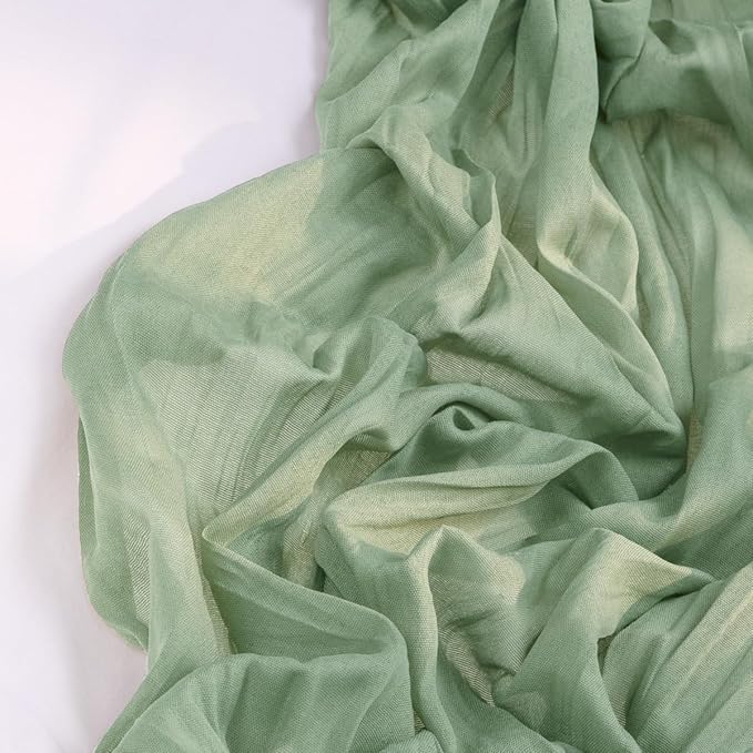 Sage Green Cheesecloth Table Runner 4 Pack Fall Table Runners Boho Gauze 120 - Image 4