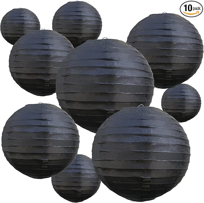 BEISHIDA Black Round Paper Lanterns Decorative Hanging Asia Chinese Japanese by Beishida