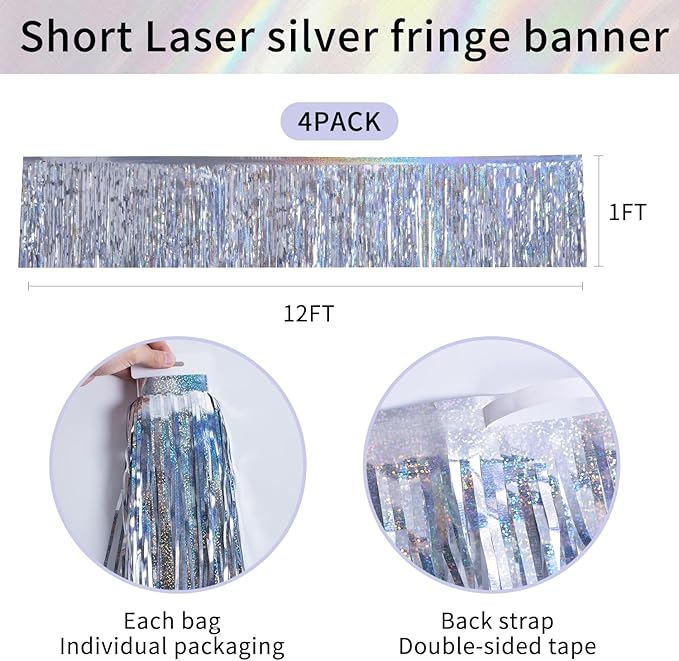 Laser Silver Birthday Decorations Tinsel Garland Parade Float Decorations - Image 6