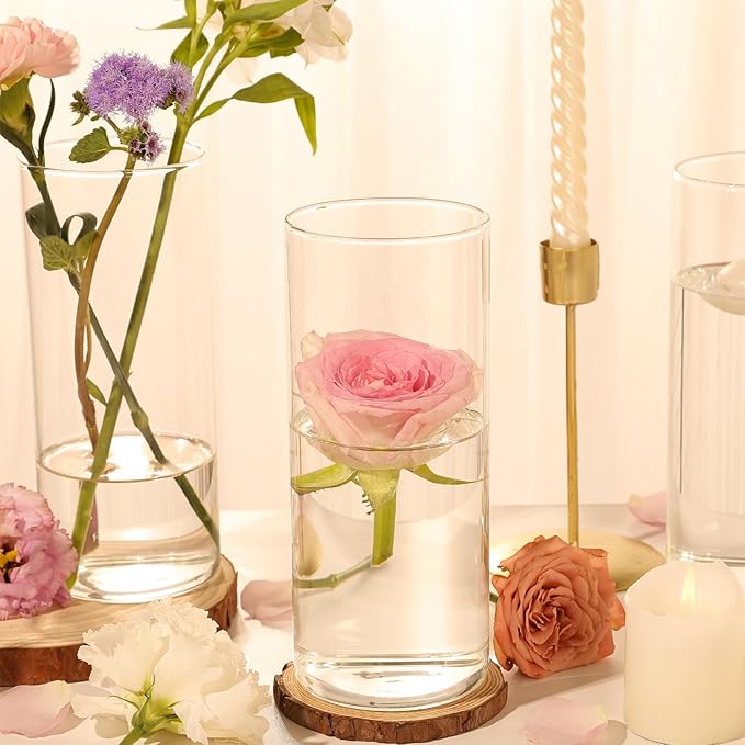 12Pcs Glass Cylinder Vases 8 Inch Tall Clear Flower Vases - Image 7