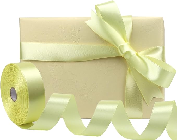Cream Solid Satin Ribbon 1 Inch 50 Yards Solid Polyester Fabric Ribbon - Image 5