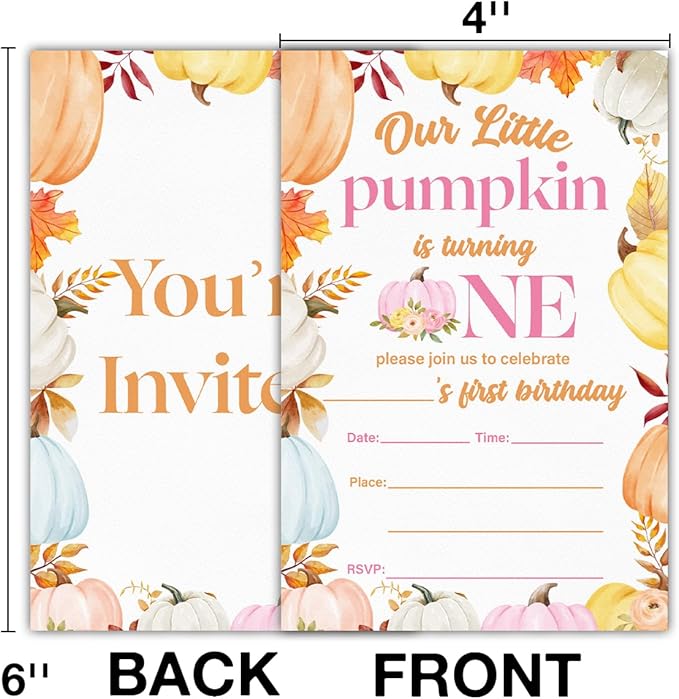 Pumpkins First Birthday Party Invitations - Image 2