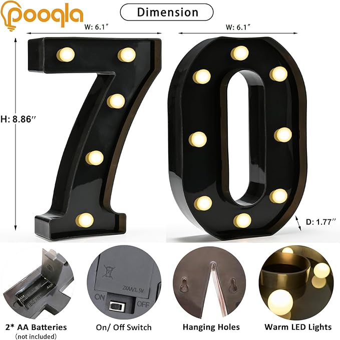 Pooqla Light Up Numbers, Lighted Marquee Number Sign - Image 4