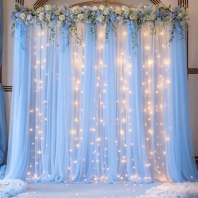 Blue Tulle Backdrop Curtains - Image 4