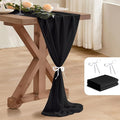 2 Pack 10 Ft Chiffon Table Runner Black Gauze Long Table Runners 27x120 Inches by BEELIFY