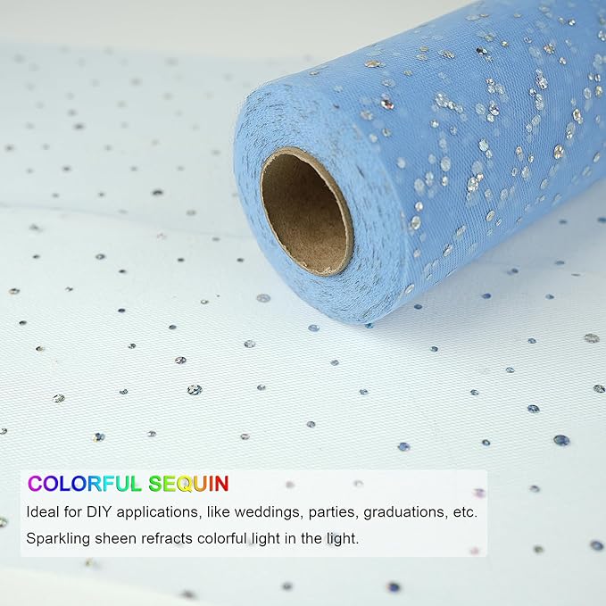 Glitter Tulle Rolls, 6” by 50 Yards Sequin Tule Netting Fabric Tulle - Image 4