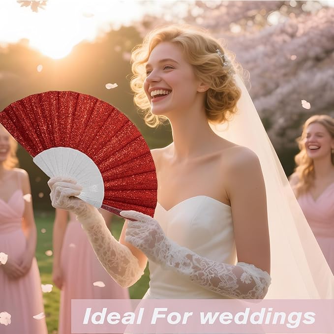 48 Pack Handheld Fan, Folding Hand Glitter fan - Image 3
