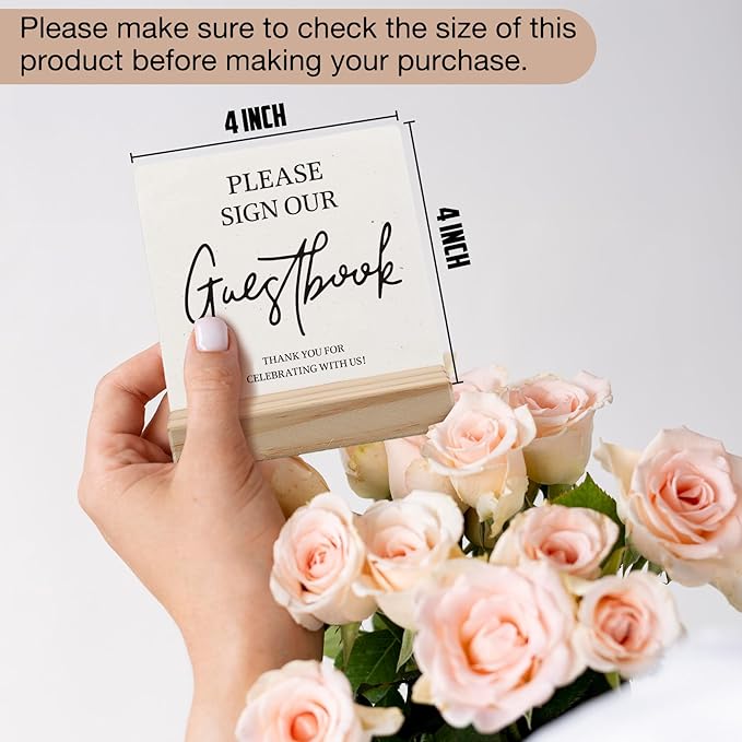 Guest Book Desk Decor, Wedding Guest Book Sign, Wedding GuestBook Wood Plaque - Image 2